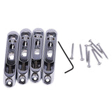 Maxbell Set of 4 Individual Bass Bridges for 4-String Electric Bass Silver with Mounting Screw Wrench