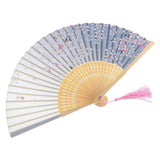 Folding Color Gradient Bamboo Hand Held Fan Gift Decoration for Wedding Party 8.26inch Dark Grey