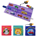 Maxbell Cute 3D Cloth Book Baby Night Educational Toys Little Car Animal Pattern Gift with Bag