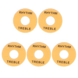 Maxbell Pack of 5 Beige Guitar Plastic Switch Washer Cover with Black Letters for Les Paul/Epiphone Guitar Accessory