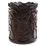 Maxbell Hand-carved Lotus Pattern Pen Vase Holder Calligraphy Writing Brush Pot