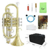 Max LADE Professional Bb Flat Cornet Brass Instrument with Carrying Case Gloves
