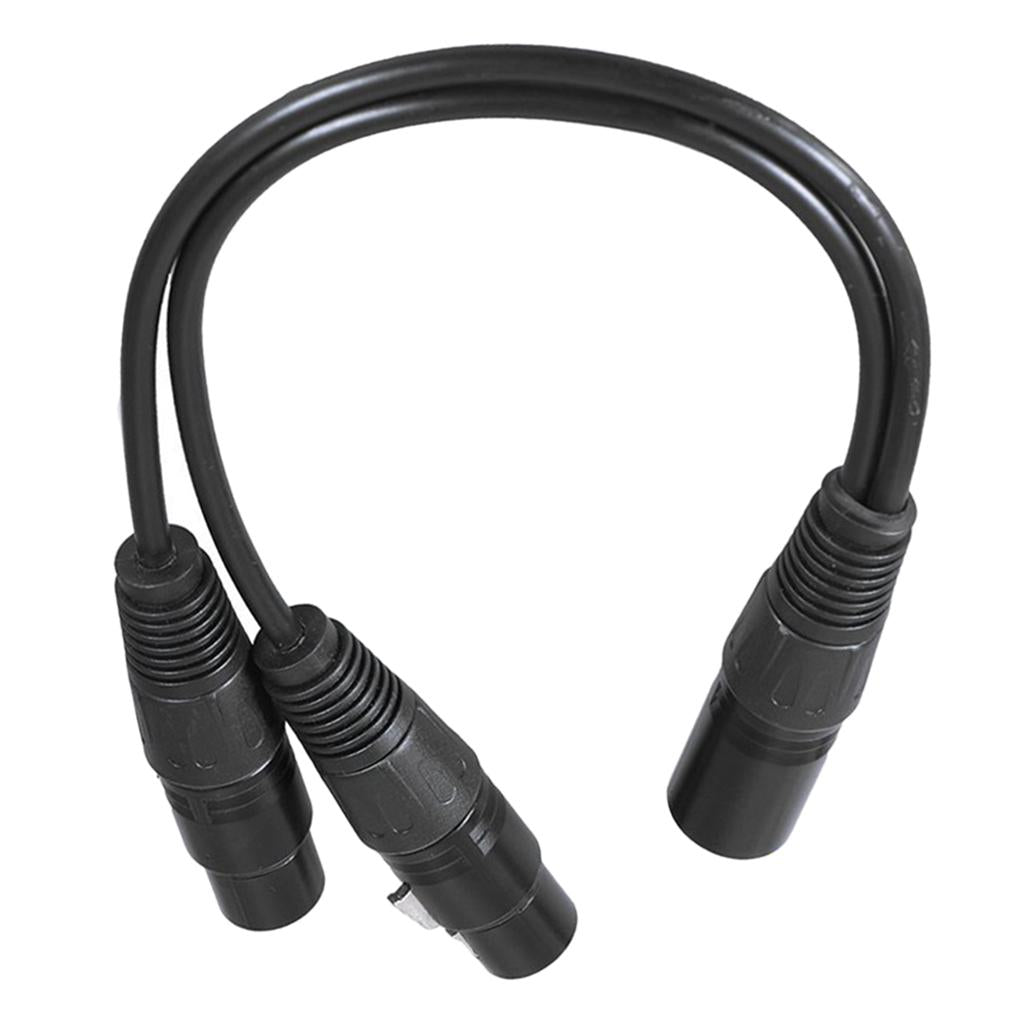 Max 0.3m/1ft XLR Y Splitter 3-Pin Female to Dual Male Mic Microphone Cable Cord