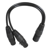 Max 0.3m/1ft XLR Y Splitter 3-Pin Female to Dual Male Mic Microphone Cable Cord