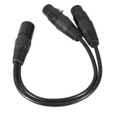 Max 0.3m/1ft XLR Y Splitter 3-Pin Female to Dual Male Mic Microphone Cable Cord