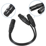 Max 0.3m/1ft XLR Y Splitter 3-Pin Female to Dual Male Mic Microphone Cable Cord
