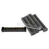 Maxbell 5 Pieces 600V 15A Dual Rows 12 Positions Screw Wire Terminal Strip Barrier Block TB1512L