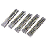 Maxbell 5 Pieces 600V 15A Dual Rows 12 Positions Screw Wire Terminal Strip Barrier Block TB1512L