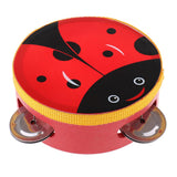 Maxbell 3 Pieces Red Wooden Cartoon Tambourine Musical Instruments Toys Gift for Kids Baby Toddl