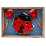 Maxbell 3 Pieces Red Wooden Cartoon Tambourine Musical Instruments Toys Gift for Kids Baby Toddl