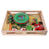 Maxbell 8 Pieces Green Wooden Cartoon Tambourine Musical Instruments Toys Gift for Kids Baby Toddle