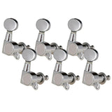 Max String Tuning Pegs Enclosed Round Button for Acoustic Guitar 6R Silver