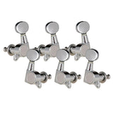 Max String Tuning Pegs Enclosed Round Button for Acoustic Guitar 3R3L Silver