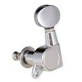 Max String Tuning Pegs Enclosed Round Button for Acoustic Guitar 3R3L Silver
