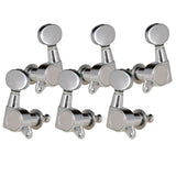 Max String Tuning Pegs Enclosed Round Button for Acoustic Guitar 3R3L Silver