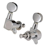 Max String Tuning Pegs Enclosed Round Button for Acoustic Guitar 3R3L Silver