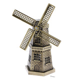 Bronzer Metal Dutch Windmill Model Statue Figurine Craft for Cafe Bars Decor