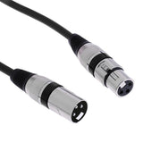 Max 2M/6Ft Stereo 3Pin Male to Female XLR Mic Microphone Cable Patch Lead Black