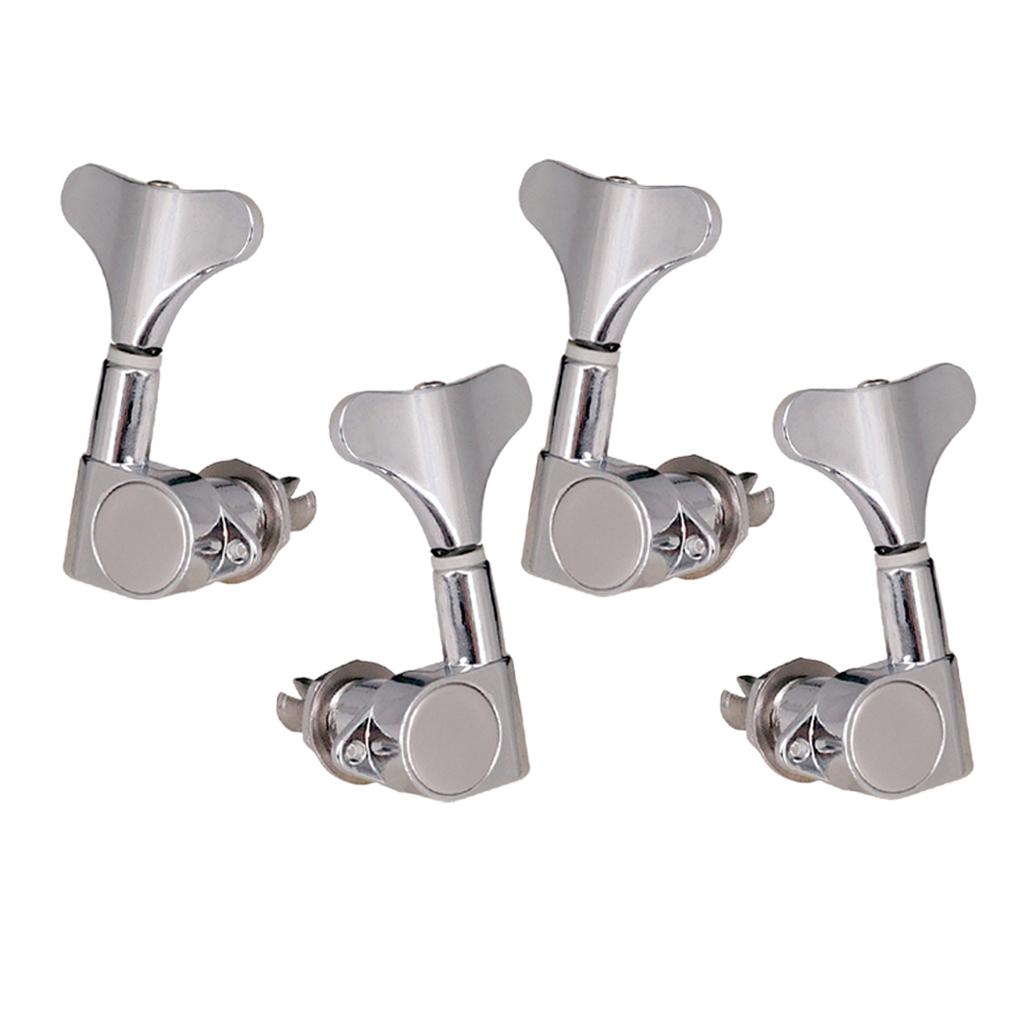Max String Tuning Peg Tuner Sealed Machine Head Button for Bass Part Silver 2L2R