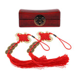 Max 2PCS Chinese Feng Shui Copper Coins  for Lucky Wealth Success w/ box #3
