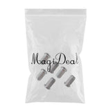 Max 6 Pieces Electric Guitar String Thru Body Ferrules Bushing Set Silver