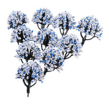 Max 10 Pieces Railroad Scenery Landscape Model Trees with Flowers Blue White