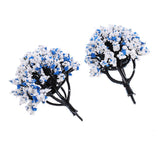 Max 10 Pieces Railroad Scenery Landscape Model Trees with Flowers Blue White