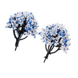 Max 10 Pieces Railroad Scenery Landscape Model Trees with Flowers Blue White