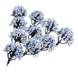 Max 10 Pieces Railroad Scenery Landscape Model Trees with Flowers Blue White