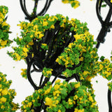 Max 10 Pieces Railroad Scenery Landscape Model Trees with Flowers Yellow Green