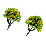 Max 10 Pieces Railroad Scenery Landscape Model Trees with Flowers Yellow Green