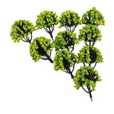 Max 10 Pieces Railroad Scenery Landscape Model Trees with Flowers Yellow Green