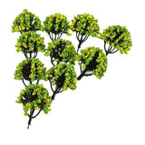 Max 10 Pieces Railroad Scenery Landscape Model Trees with Flowers Yellow Green