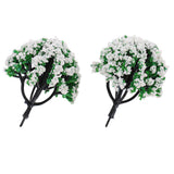 Max 10 Pieces Railroad Scenery Landscape Model Trees with Flowers White