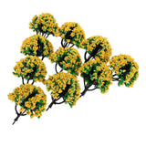 Max 10 Pieces Railroad Scenery Landscape Model Trees with Flowers Orange Yellow