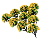 Max 10 Pieces Railroad Scenery Landscape Model Trees with Flowers Orange Yellow