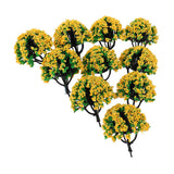 Max 10 Pieces Railroad Scenery Landscape Model Trees with Flowers Orange Yellow
