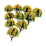 Max 10 Pieces Railroad Scenery Landscape Model Trees with Flowers Orange Yellow