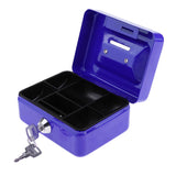 Max Creative Portable Metal Storage Container Safe Lock Box Money Coffer Blue
