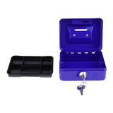 Max Creative Portable Metal Storage Container Safe Lock Box Money Coffer Blue
