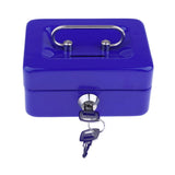 Max Creative Portable Metal Storage Container Safe Lock Box Money Coffer Blue