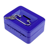 Max Creative Portable Metal Storage Container Safe Lock Box Money Coffer Blue