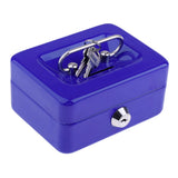 Max Creative Portable Metal Storage Container Safe Lock Box Money Coffer Blue