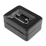Max Creative Portable Metal Storage Container Safe Lock Box Money Coffer Black