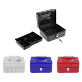 Max Practical Mini Cash Money Box Stainless Steel Security Lock Safe Metal White