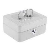 Max Practical Mini Cash Money Box Stainless Steel Security Lock Safe Metal White