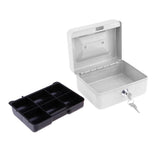 Max Practical Mini Cash Money Box Stainless Steel Security Lock Safe Metal White