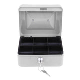 Max Practical Mini Cash Money Box Stainless Steel Security Lock Safe Metal White