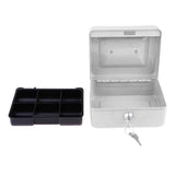 Max Practical Mini Cash Money Box Stainless Steel Security Lock Safe Metal White