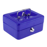 Max Practical Mini Cash Money Box Stainless Steel Security Lock Safe Metal Blue